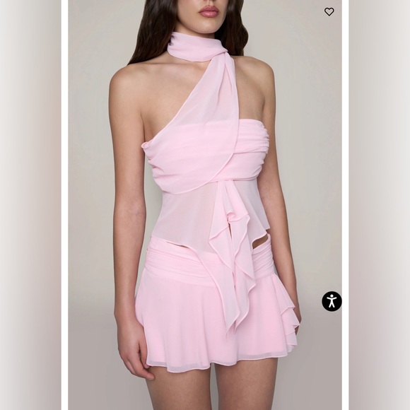 Guizo chiffon wrap around top & matching skirt - Picture 2 of 9